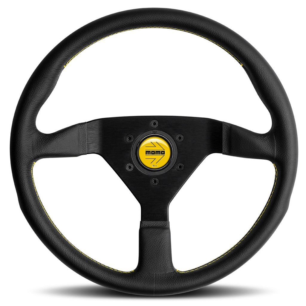 Momo Monte Carlo 350mm Leather Yellow Stitch Steering Wheel