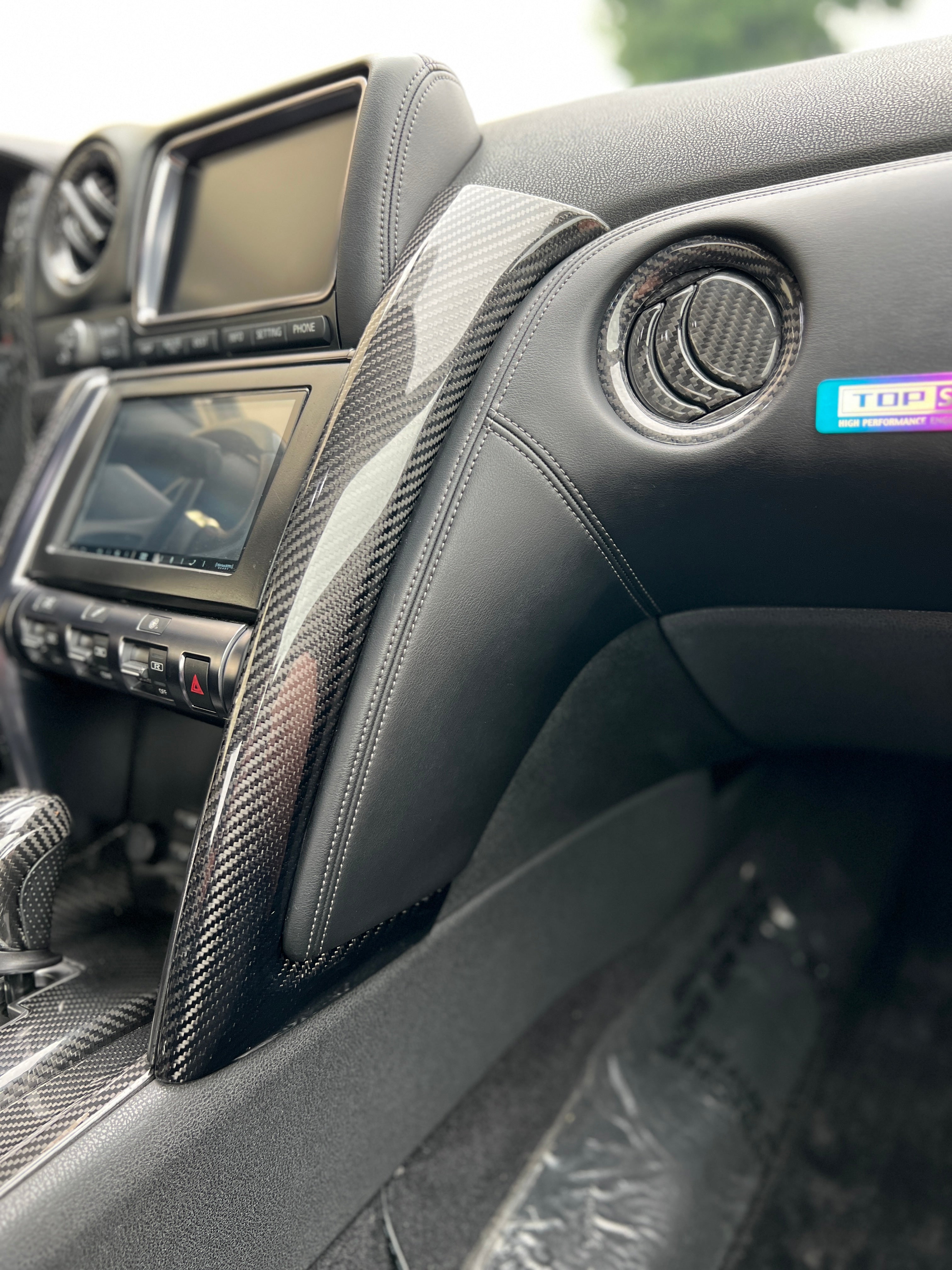 09-16 R35 GTR Top Secret Style LHD CF Center Console Panel Cover Set ...