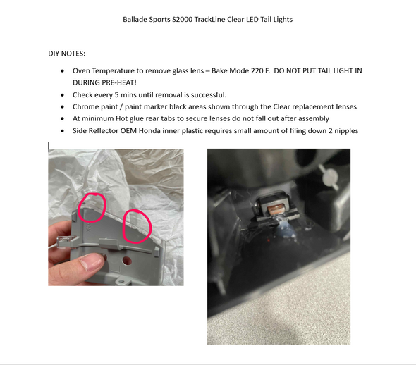 Ballade Sports S2000 TrackLine Clear LED Tail Lights
