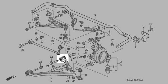 Diagram Ballade Sports 00-09 Honda S2000 Rear Lower Rear Control Arm Solid Bushing Kit