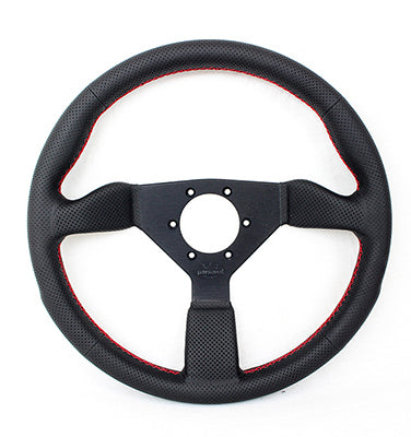 Personal Neo Grinta Steering Wheel 330mm Black Perforated Leather Red Stitch